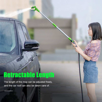 2 in 1 Car Wash Mop Mitt with Long Handle Chenille Microfiber Car Wash Dust Brush Extension Pole 75-112cm Scratch Cleaning Tool