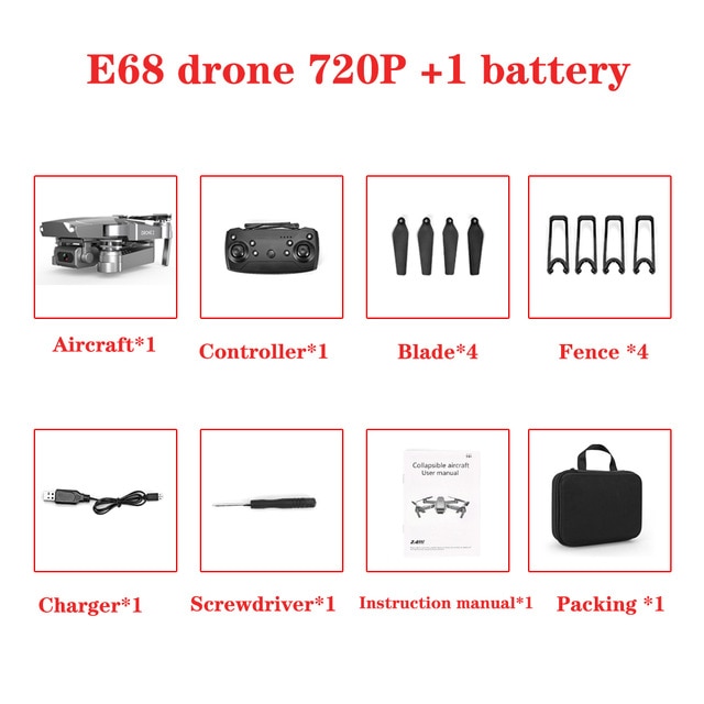 Tech - E68 Drohne HD Weitwinkel 4K