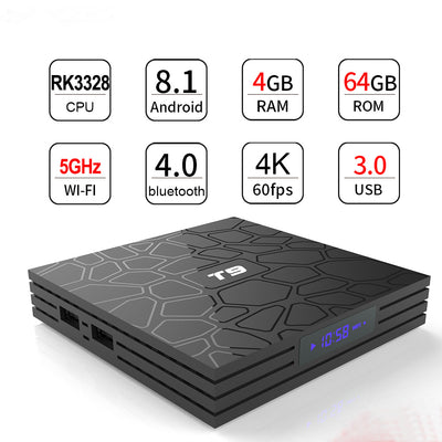 Tecnología - TV BOX T9 4GB 64GB RK3328 Quad Core Smart 8.1