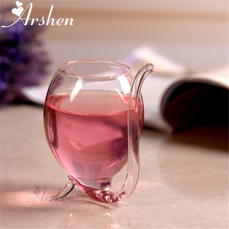Kitchen - Taza de leche de café de vino tinto especial Arshen 300ml con pajita resistente al calor