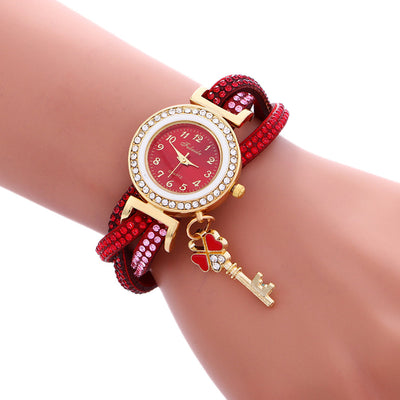Damen-Armbanduhr mit Vorhängeschloss-Diamantarmband 