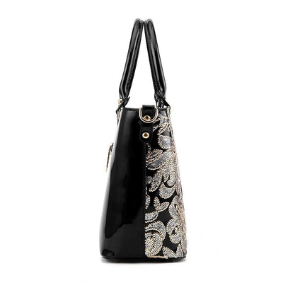 Women's - Sequin Embroidery Women Bag Patent Leather Shoulder Handbag