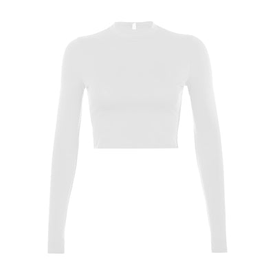 Mujer - Camiseta básica sólida de manga larga Camiseta corta de moda casual