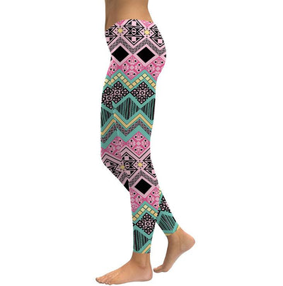 Women's - Legging Elegant Geometric Checkered Digital Print Leggings