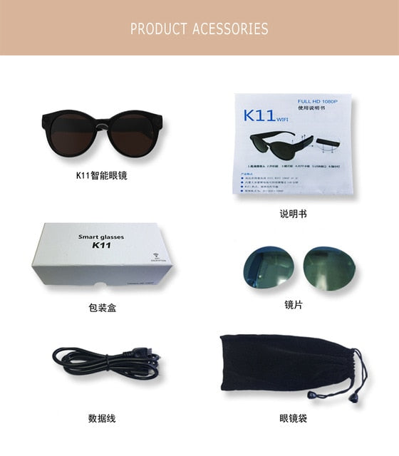 Tech - K11 1080p Wifi  Mini Micro Camera Sunglasses