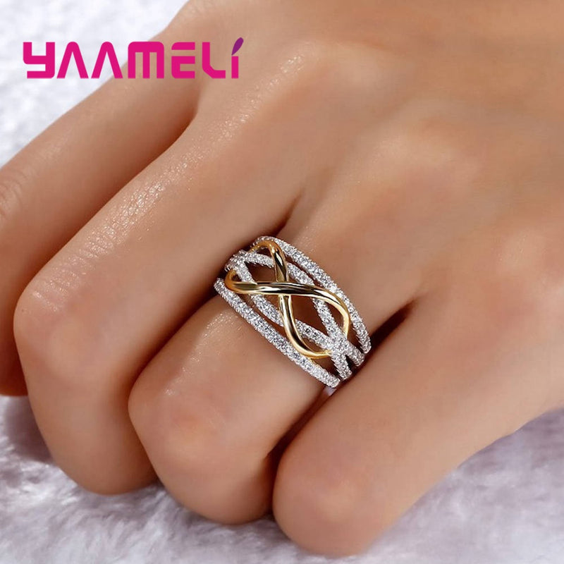 Sterling Silver Rings For Women Hollow-out Number 8 Infinity Love Jewelry