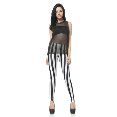 Women's - New Fashion Legging Digital Slim Sexy Black White Stripes Leggings