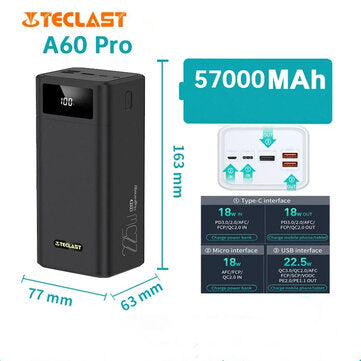 Tecnología - Batería externa Teclast A60 Pro 22.5W 57000mAh
