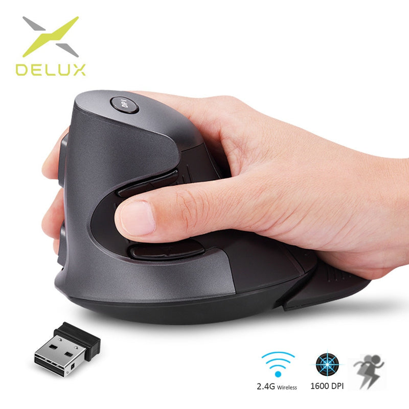 Tech - Delux M618GX Ergonomic Vertical Wireless Mouse