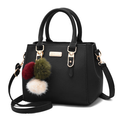 Damen – Handtasche mit Haarball-Ornamenten, einfarbig, mit Pailletten