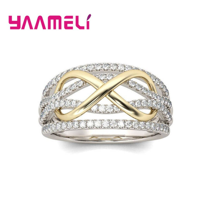 Sterling Silver Rings For Women Hollow-out Number 8 Infinity Love Jewelry