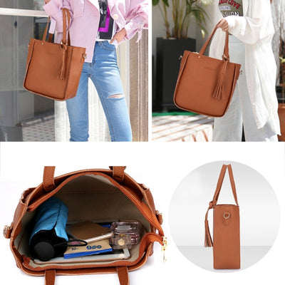 Women's - PU Leather Shoulderbag Casual Tote Handbag Card Coin Bags