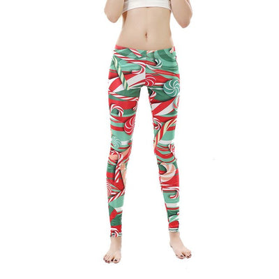 Women's - Christmas Legging Printed Christmas Lollipops