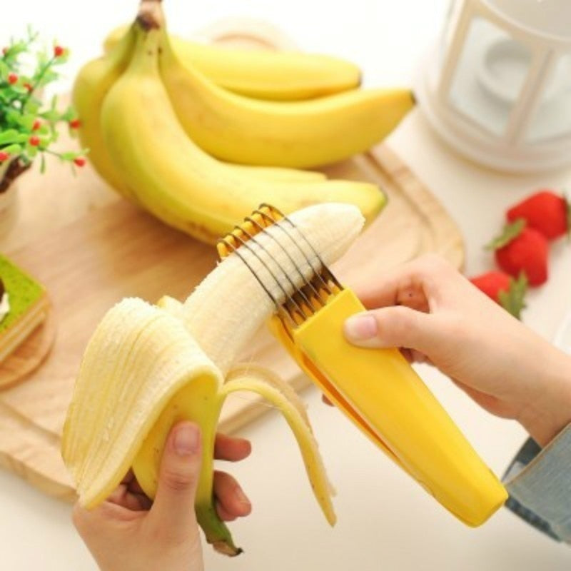 Cocina - Cortador de plátanos de acero inoxidable Cortador de salchichas de frutas y verduras