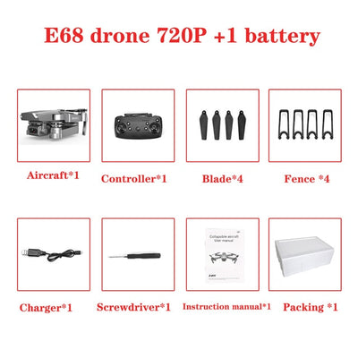 Tech - E68 Drohne HD Weitwinkel 4K