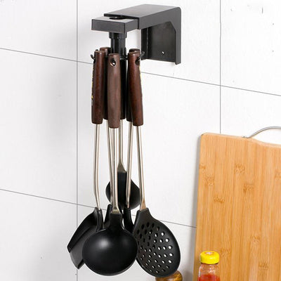 Kitchen - Kitchen Storage Racks Hooks Free Punch Wall-mounted Rotating Storage Rack