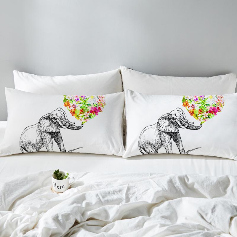 Home - 3D Bedding Flower Elephant Pillowcase