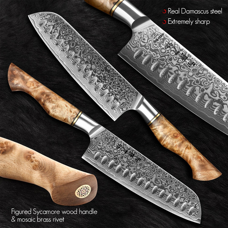 Küche-HEZHEN 1-7Pcs Messer-Set Profession elles Damaskus-Messer-Set