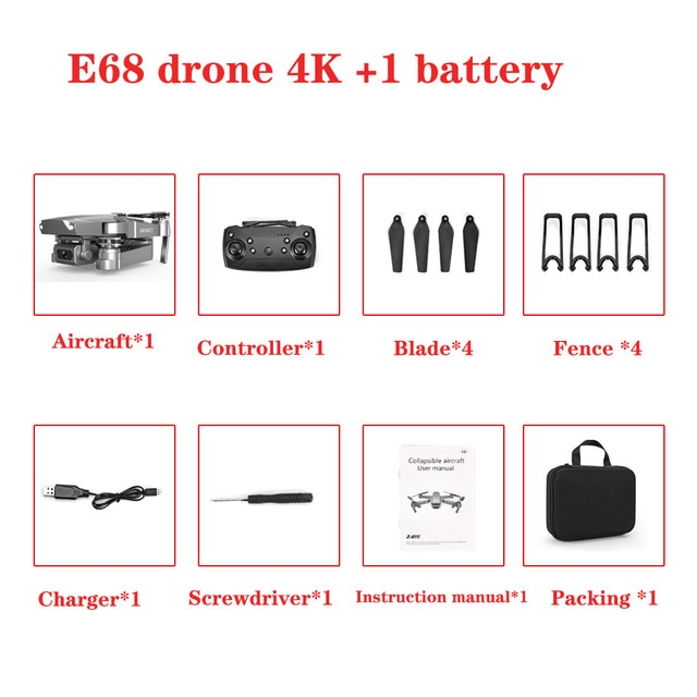 Tech - E68 Drone HD wide angle 4K