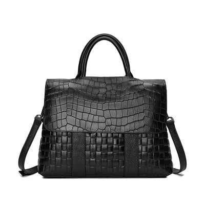 Women's - Lady Elegant Real Leather Handbag Office Commuter Shoulder Bag