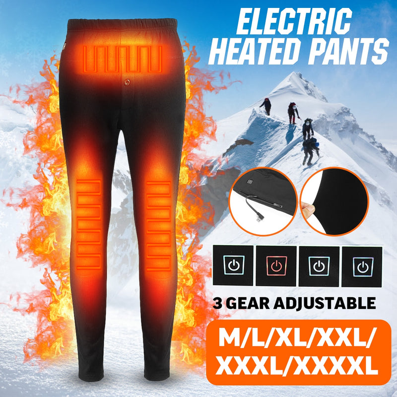 Unisex - Pantalones de calefacción para senderismo al aire libre de invierno con carga USB